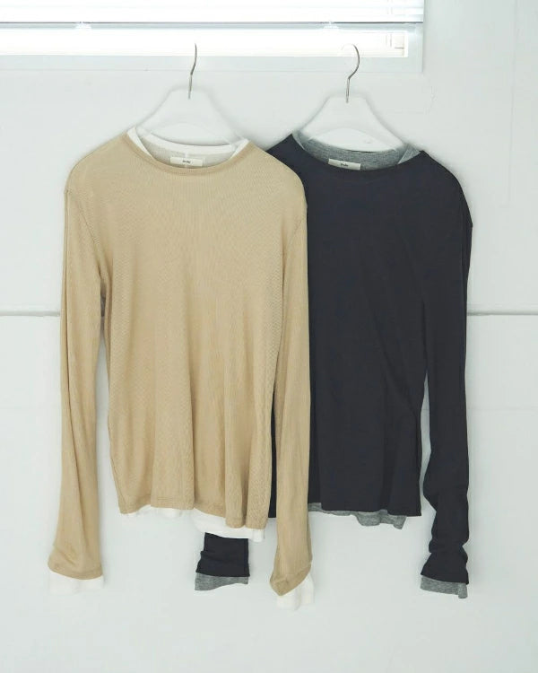 【anuke】Layered Sheer Long T-shirts