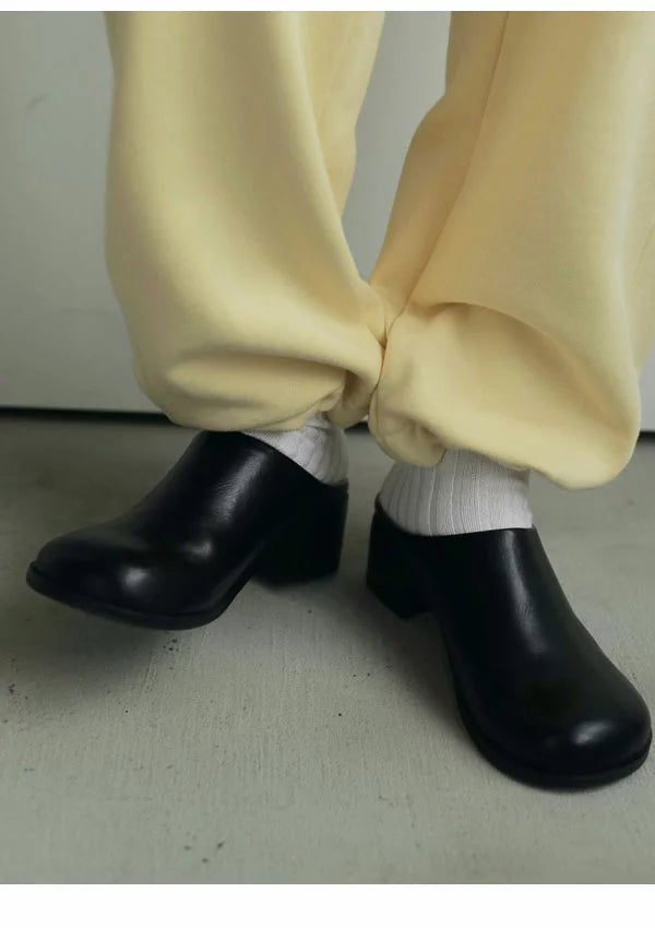 anuke]Ecoleather Heel Slip-ons – Champdelarose