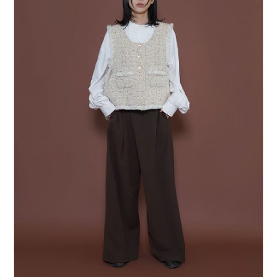 【CYAN 2025 AW vol.2】ランダムラメツイードオーブンベスト