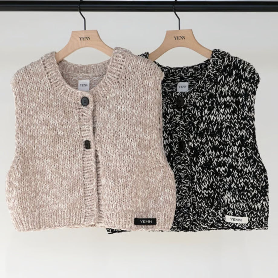 【YENN 2025 AUTUMN/WINTER】MIX HAND KNIT VEST