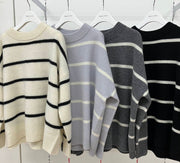 【Dignite collier】ウォッシャブルウールボーダーKNIT