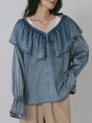 【CHIGNON 2027 PRE-SPRING】オーバーフリルデニムBL - 12月中旬頃発送