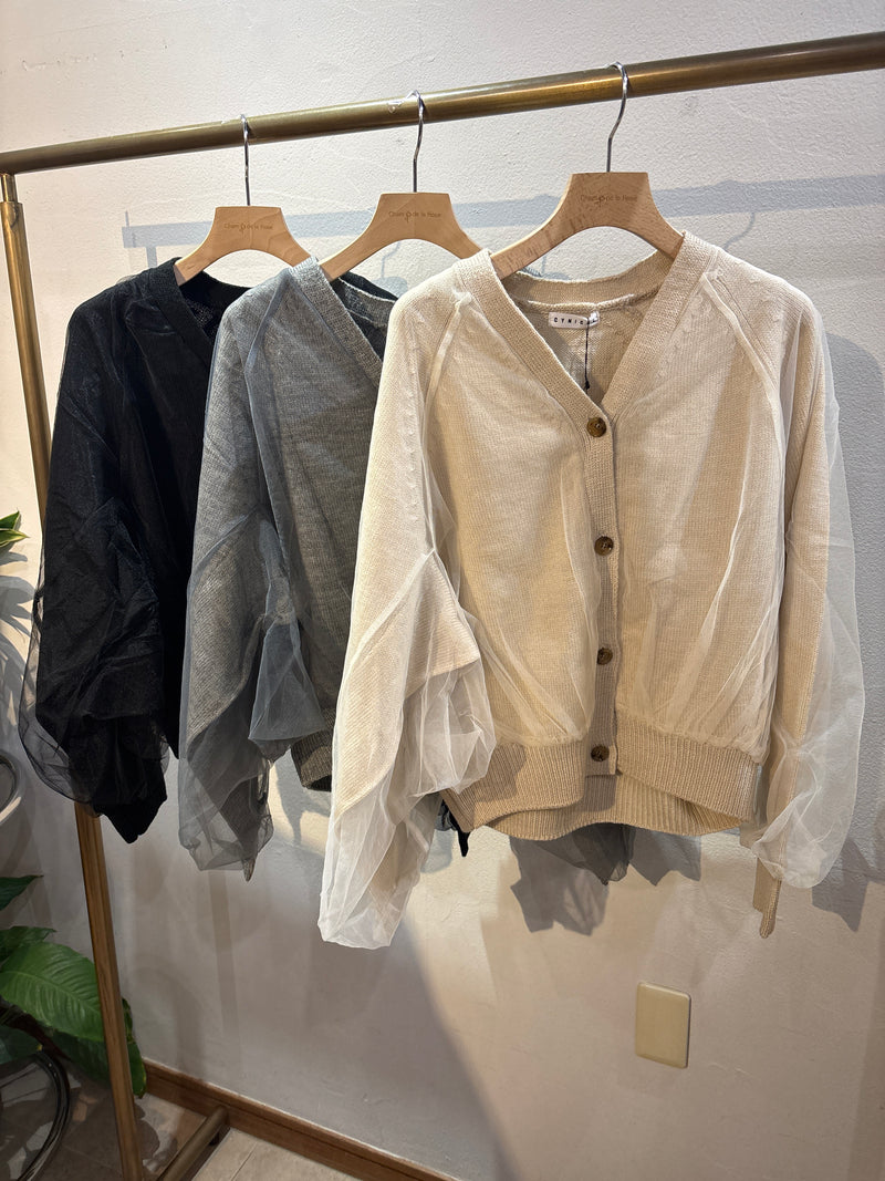 【CYNICAL】チュールVネックカーディガン