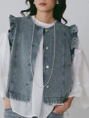 【CHIGNON 2027 PRE-SPRING】ヴィンテージデニムフリルベスト - 12月中旬頃発送