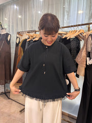 【anana】裾チュールフリルTシャツ