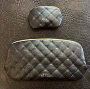 【限定】502.がま口ウォレットセット　ブラック　キルト型押し　シルバー金具　MUL159 - Champdelarose