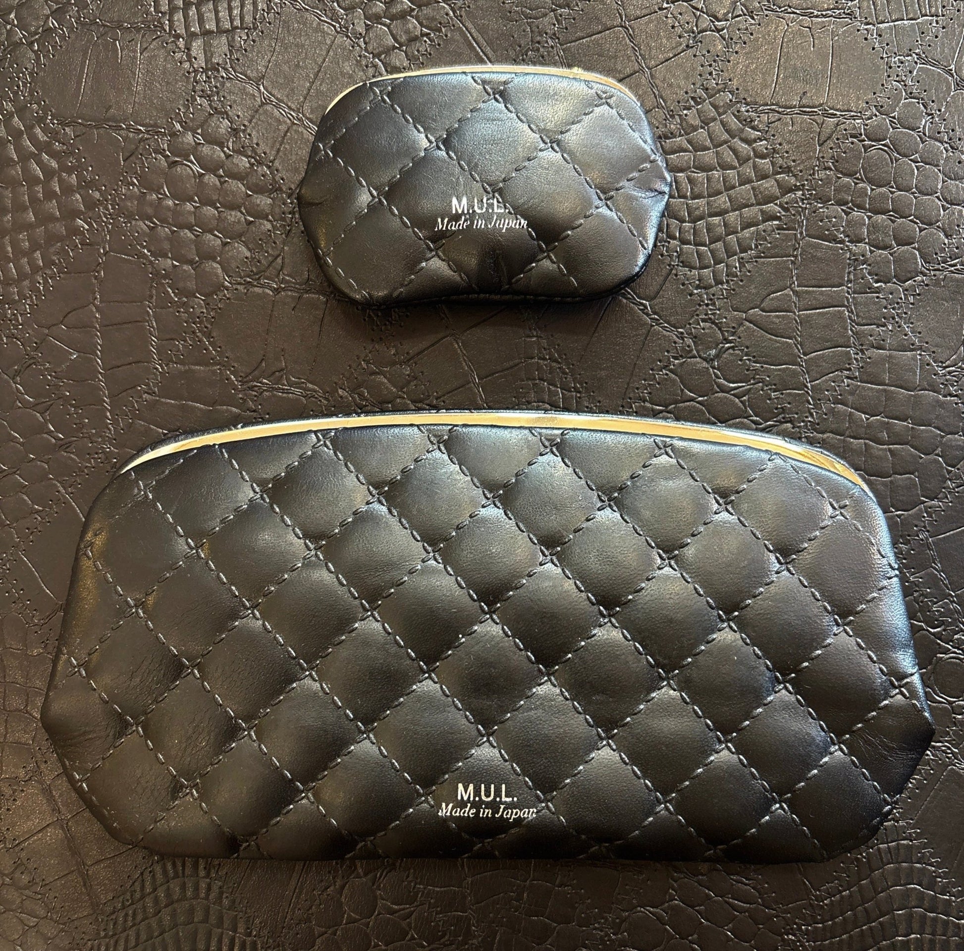 【限定】502.がま口ウォレットセット　ブラック　キルト型押し　シルバー金具　MUL159 - Champdelarose