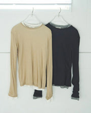 【anuke】Layered Sheer Long T-shirts