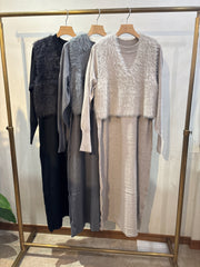 【CLOCHE】フェザーヤンセットニットワンピース