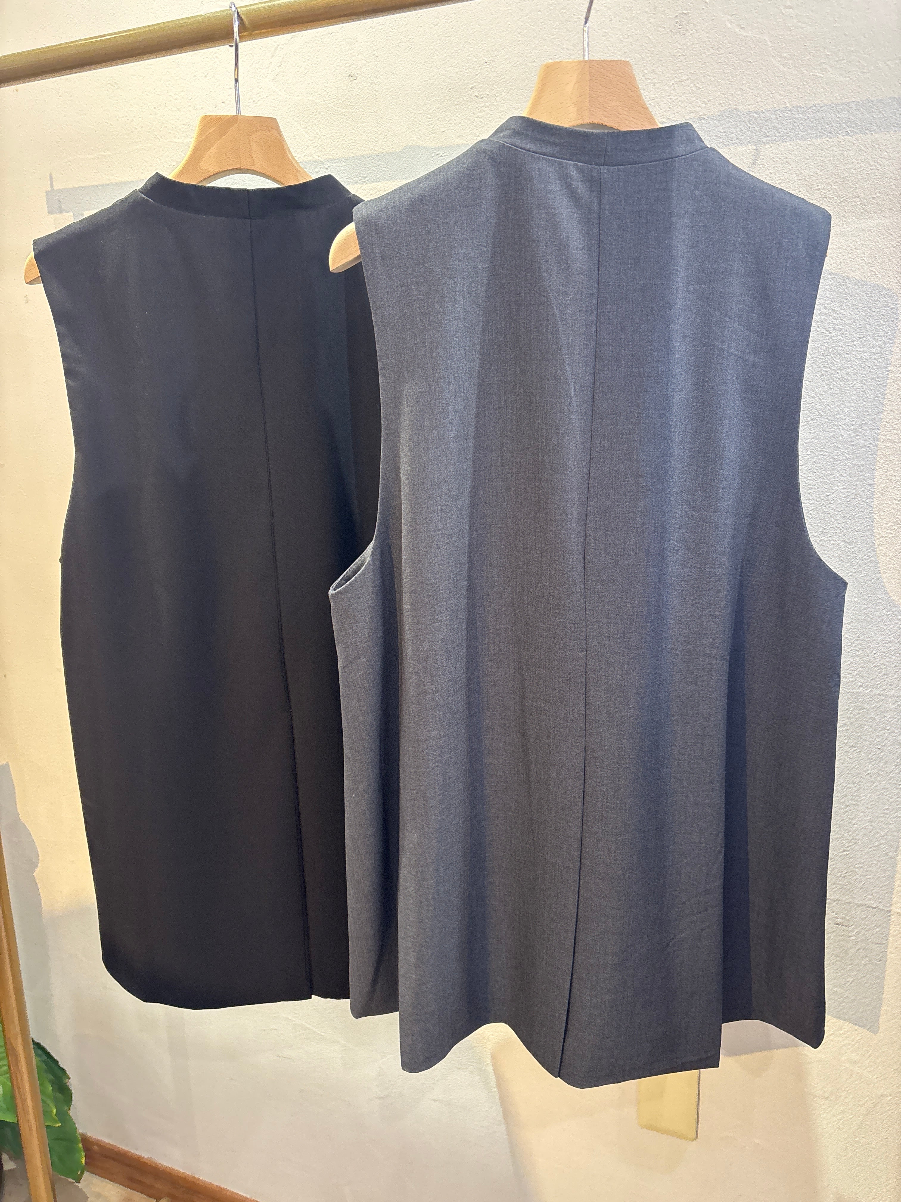 siro de labonte】ストレッチフランネル Aライン ノーカラー ベスト