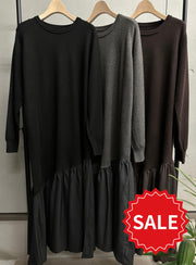 【select】裾斜め異素材ニットOP