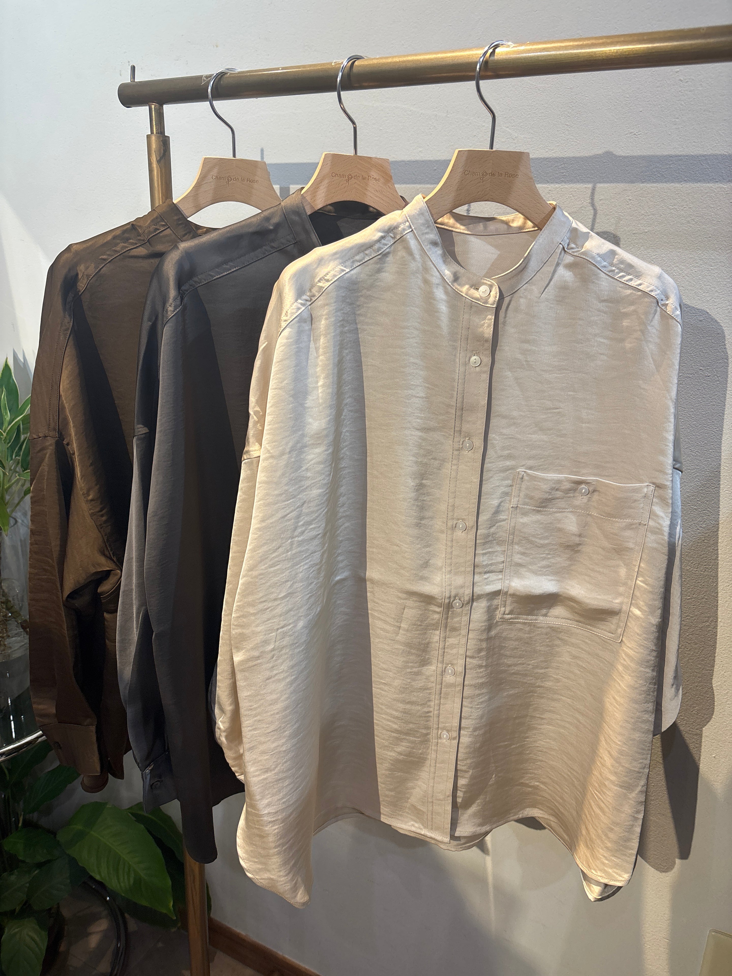 【hunch】マットサテンオーバーシャツ