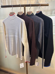 【CLOCHE】バイカラーボトルネックリブニット