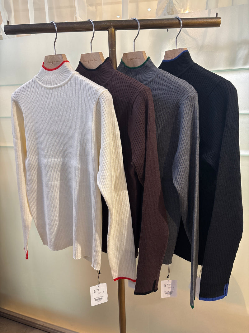 【CLOCHE】バイカラーボトルネックリブニット