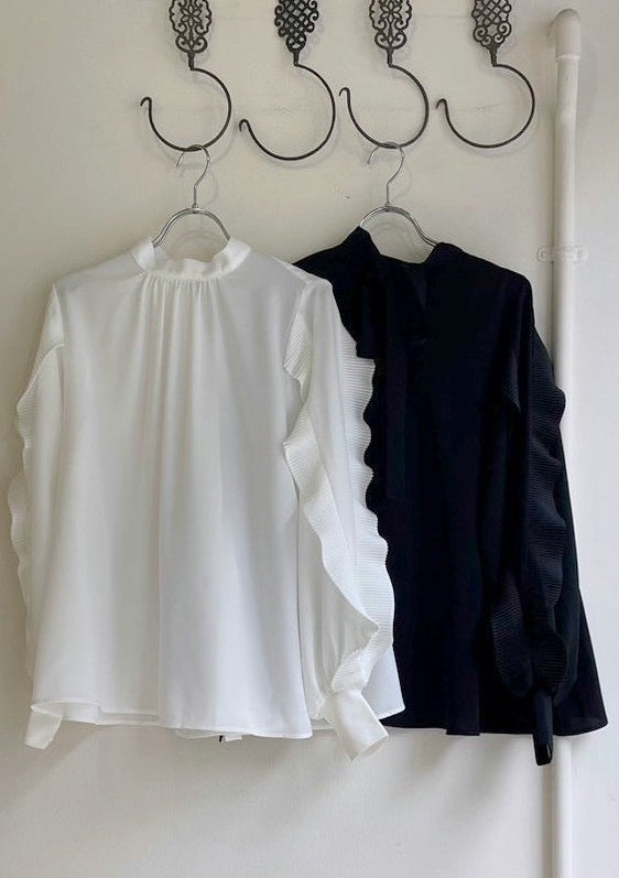 【anana】袖プリーツデザインジョーゼット２WAYブラウス