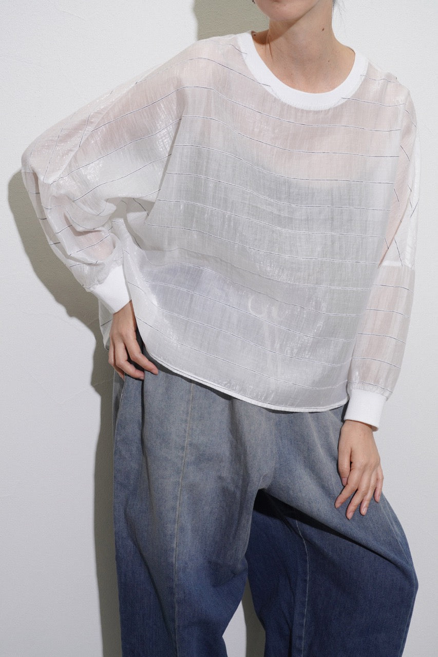 【CYAN 2026 SPRING＆SUMMER VOL.1】グロッシーシアーボーダーブラウス