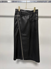 【MARUGAUX 2026 AW】レザーラップスカート - 10月下旬頃発送