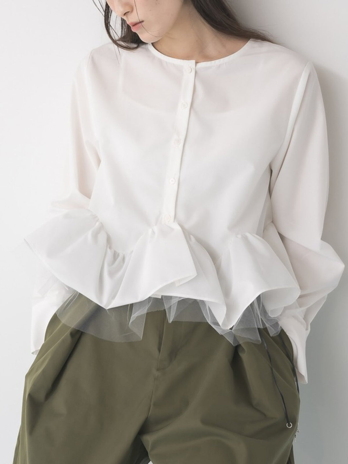 【Mewl 2027 PRE SPRING】TULLE PEPLUM BL - 1月中旬頃発送