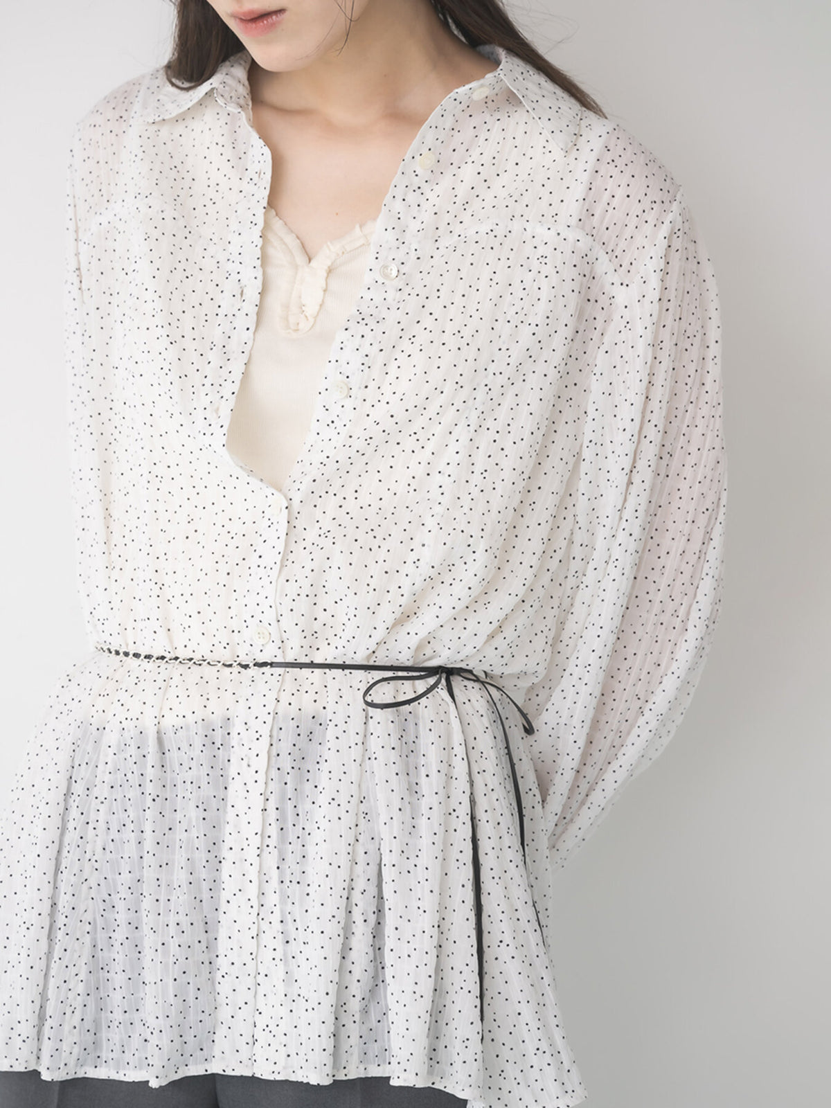 【Mewl 2027 PRE SPRING】DOT SHEER SHIRT - 1月中旬頃発送