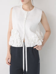 【Mewl 2027 PRE SPRING】PEPLUM KNIT VEST - 1月中旬頃発送