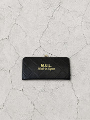 【M.U.L GAMAGUCHI】TWIN ORB LONG WALLET - Black キルティング型押し