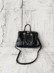 【M.U.L 2026-9】CHAIN BOSTON BAG - Black キルティング型押し