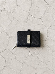 【M.U.L 2026-9】HALF ROUND WALLET - Black キルト型押し