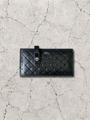 【M.U.L 2026-9】FLAT LONG WALLET - Black キルト型押し