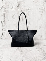 【M.U.L 2026-9】WIDE WING TOTE - Black クロコダイル型押し