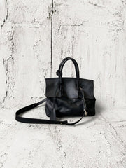【M.U.L 2026-9】OVER FLAP 2WAY TOTE S - Black 洗い加工