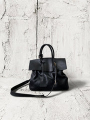 【M.U.L 2026-9】OVER FLAP 2WAY TOTE M - Black 洗い加工