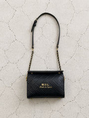 【M.U.L 2026-9】BOX FLAP SHOULDER BAG  - Black キルティング型押し