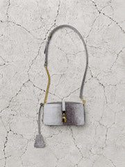【M.U.L 2026-9】BOX WALLET SHOULDER - ホワイトヌバックブラウン汚し加工 クロコダイル型押し