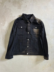 【M.U.L. Apparel Collection】脱色BLACK DENIM JACKET (LEATHER PAINT)