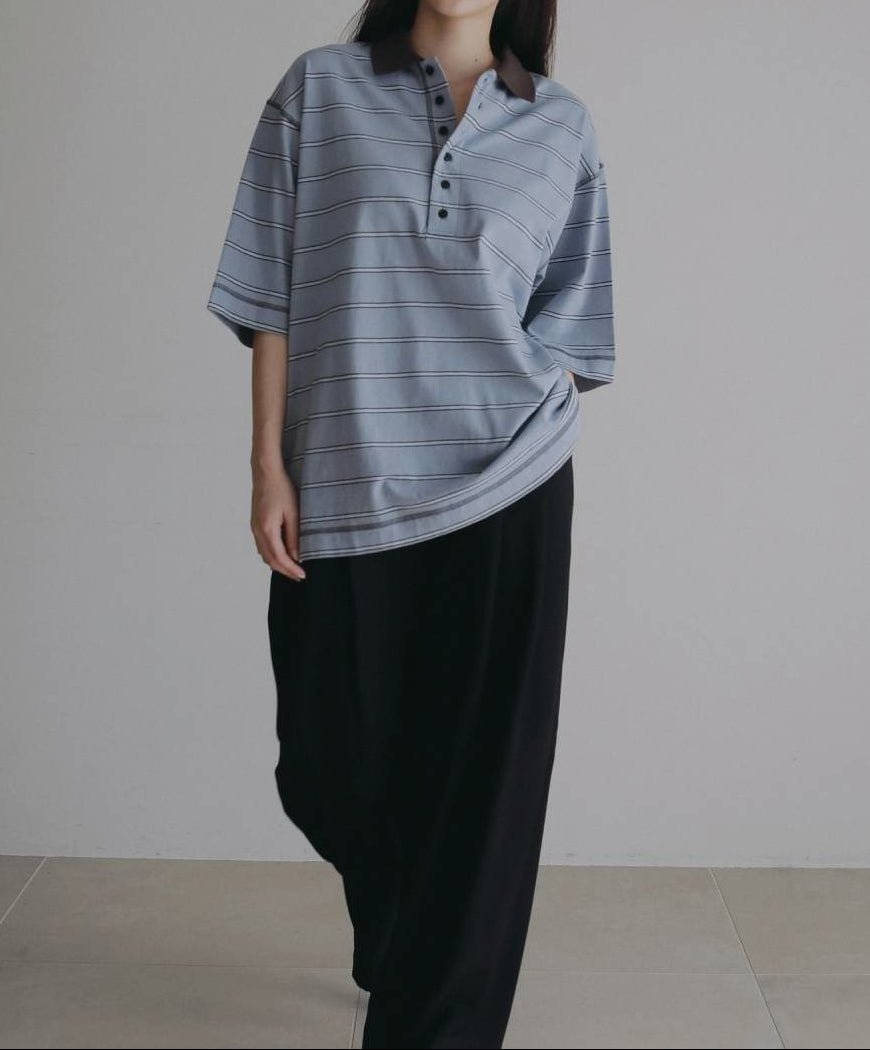 【anuke 2026 PRE FALL COLLECTION】Border Loose Polotops - Champdelarose