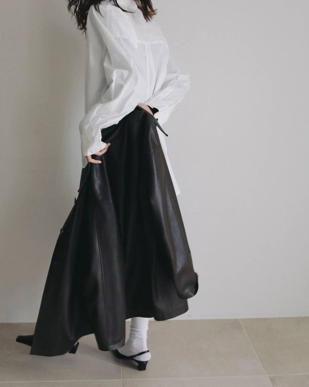 【anuke 2026 PRE FALL COLLECTION】Ecoleather Over Jacket - Champdelarose