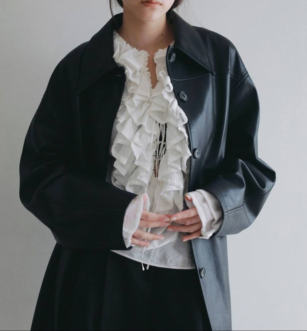 【anuke 2026 PRE FALL COLLECTION】Ecoleather Over Jacket - Champdelarose