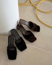 【anuke 2026 PRE FALL COLLECTION】Squaretoe Velour Mule - Champdelarose