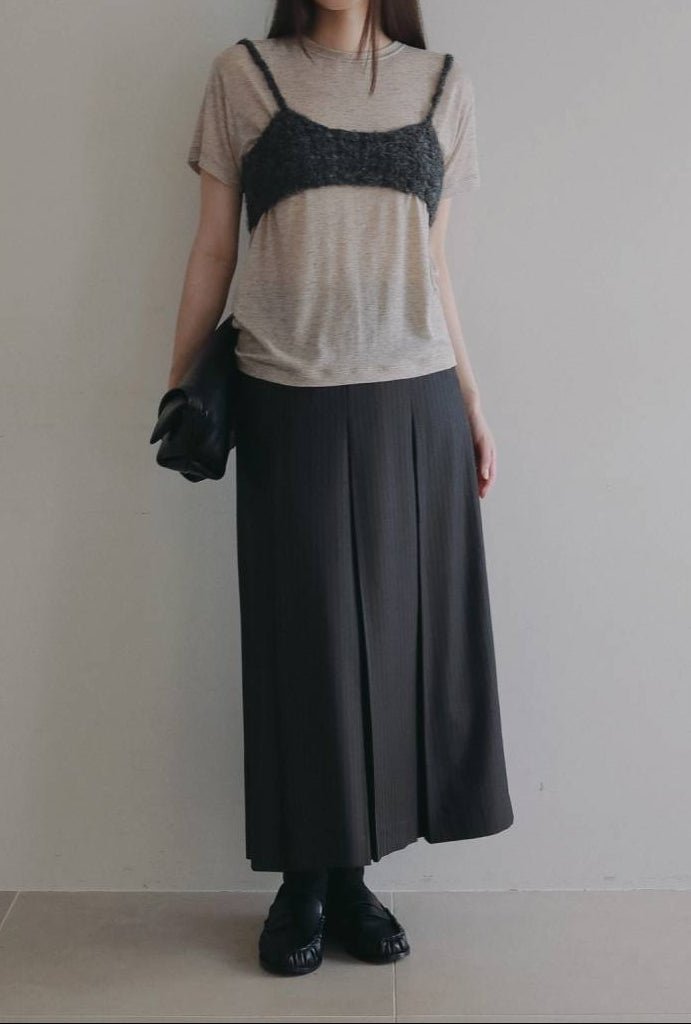 【anuke 2026 PRE FALL COLLECTION】Stripe Pleats Skirt - Champdelarose