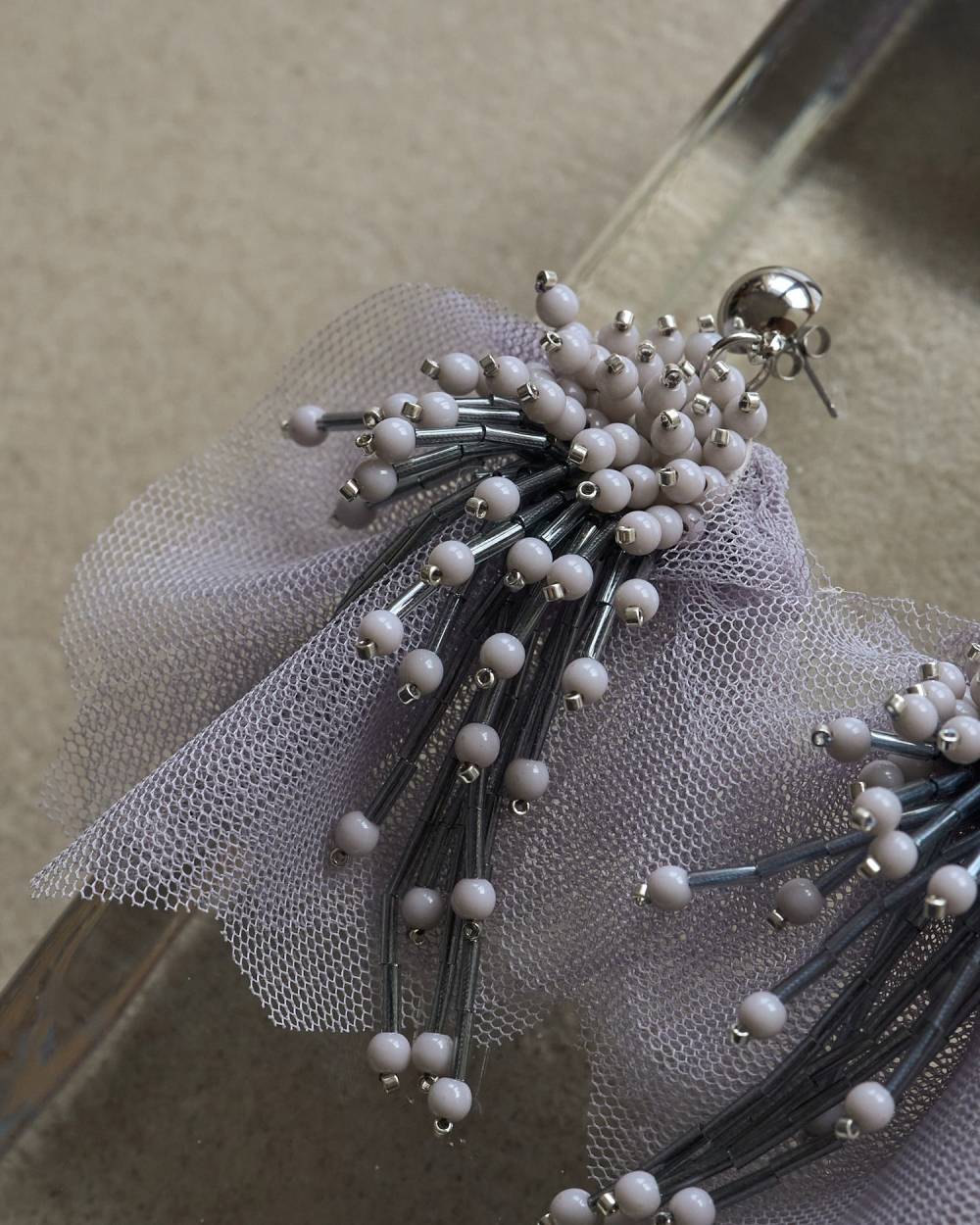 【anuke 2026 PRE FALL COLLECTION】Tulle x Beads Pierce - Champdelarose