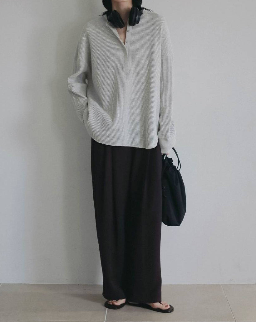 【anuke 2026 PRE FALL COLLECTION】Waffle Loose Henleytops - Champdelarose