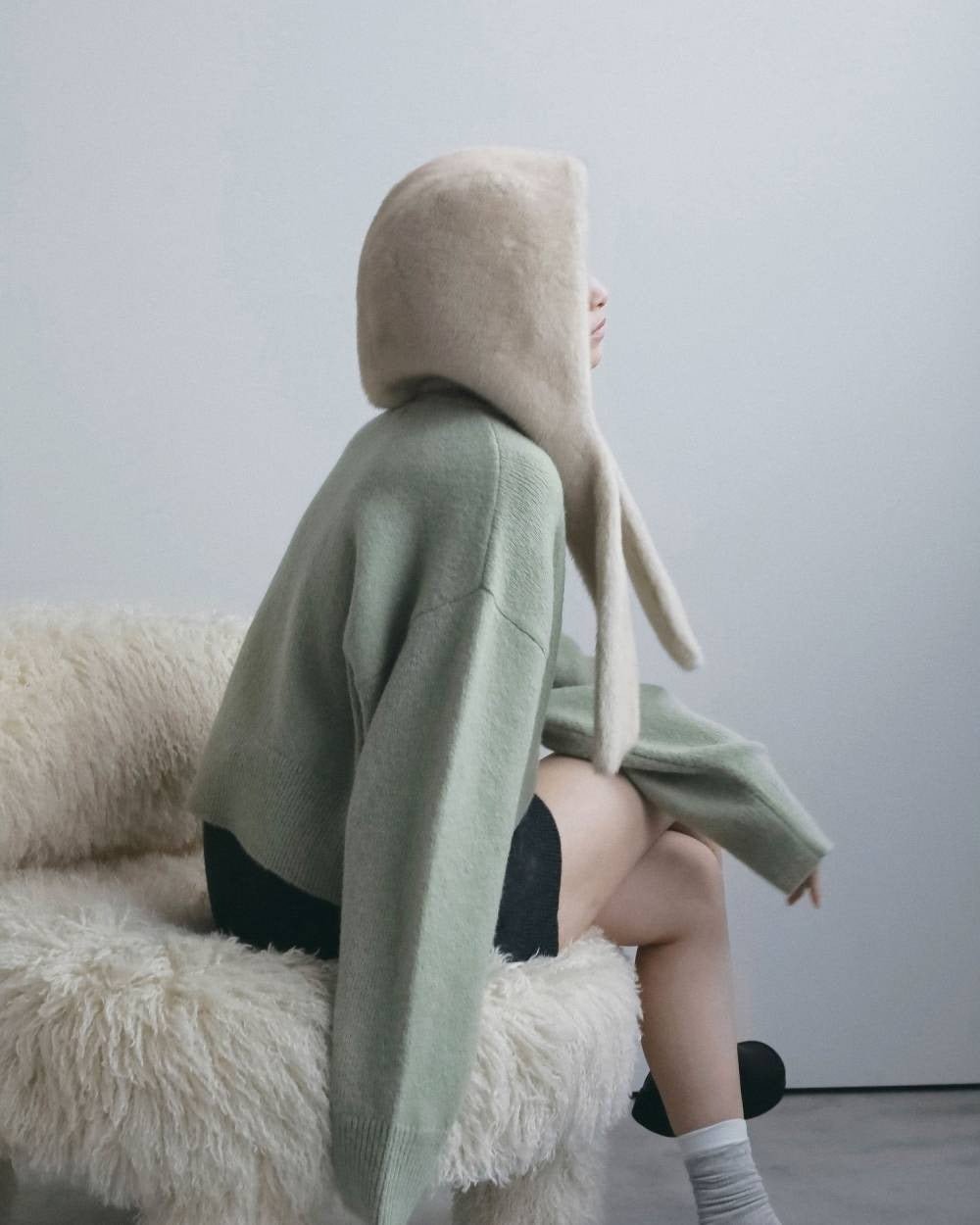 【anuke 2026 winter】Eco Minkfur Hoodie - Champdelarose