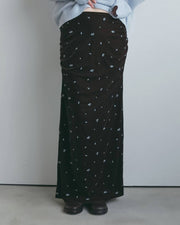 【anuke 2026 winter】Embroidery Flower Velourskirt - Champdelarose