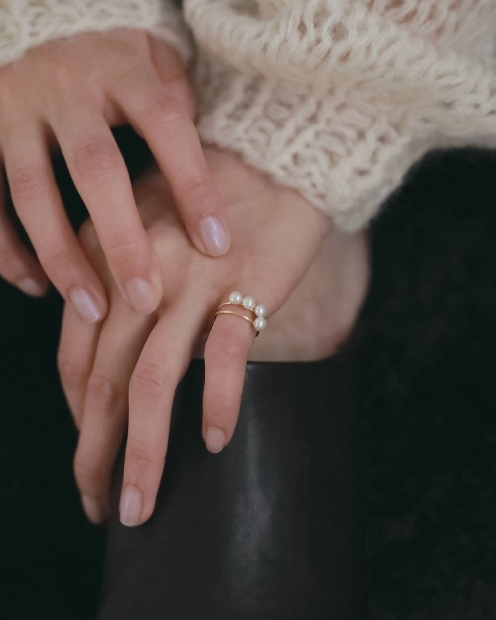 【anuke 2026 winter】Grainpearl Pinky Ring - Champdelarose