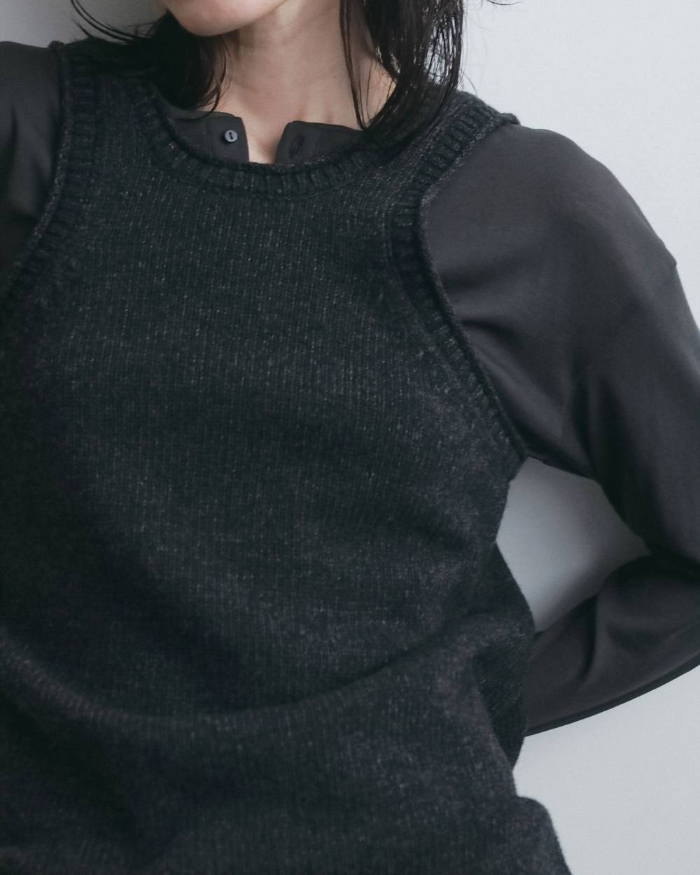 【anuke 2026 winter】Knit Long Tanktop - Champdelarose