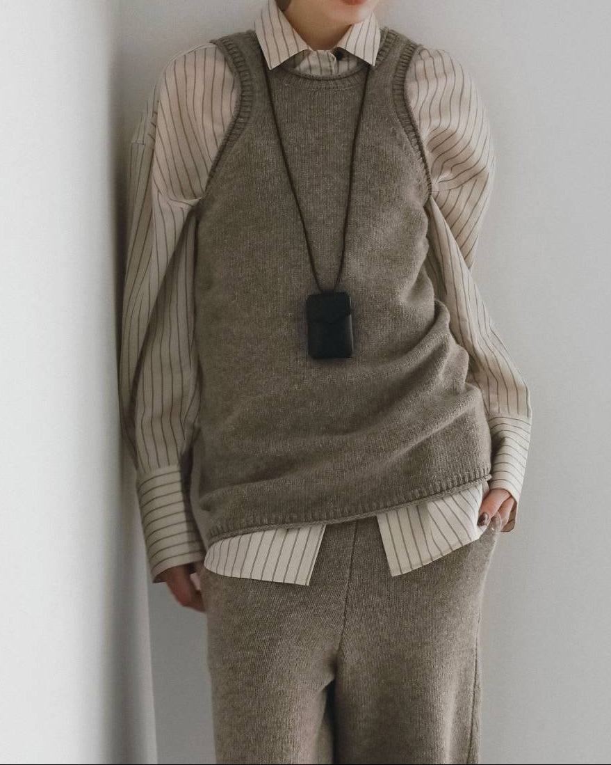 【anuke 2026 winter】Knit Long Tanktop - Champdelarose