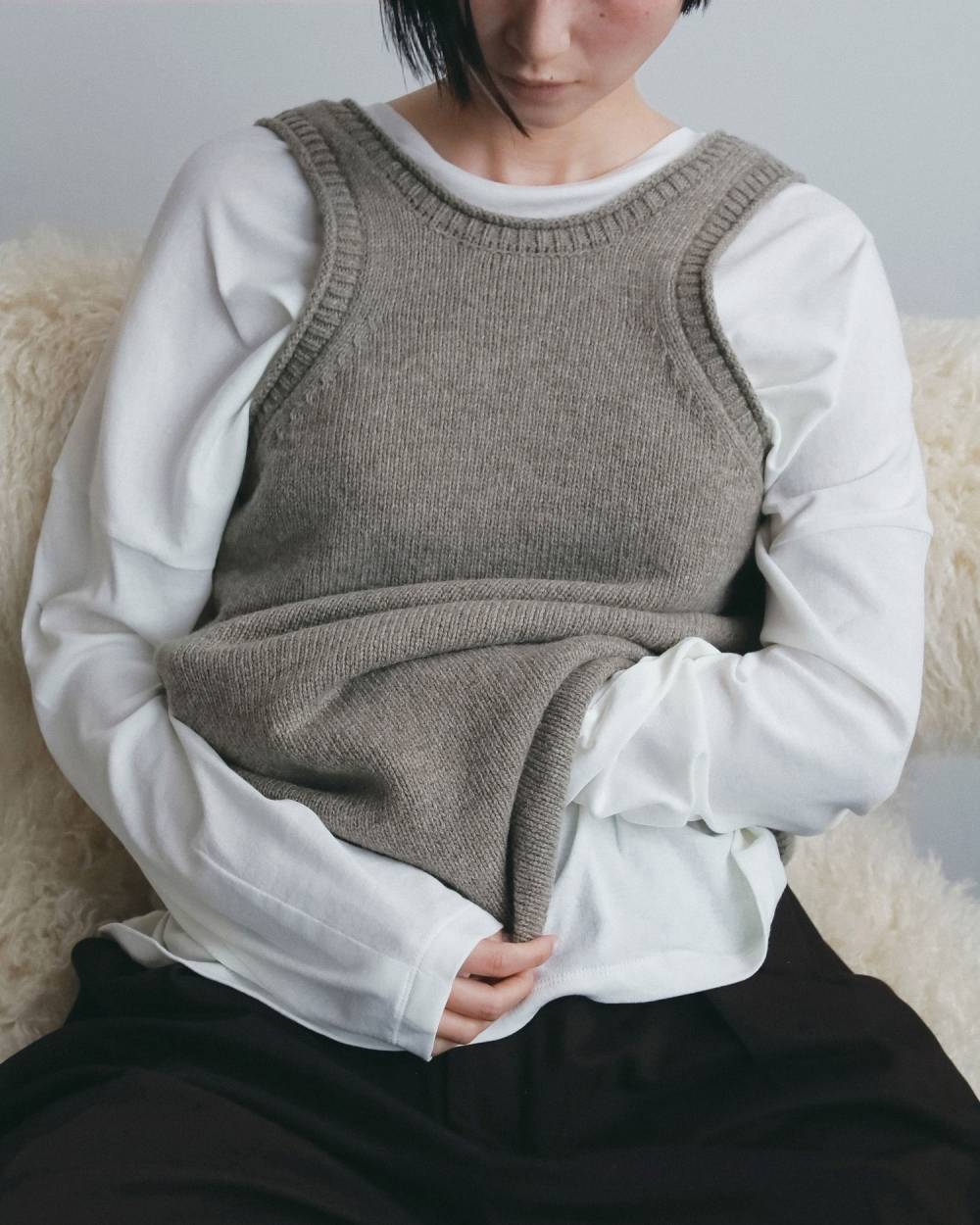 【anuke 2026 winter】Knit Long Tanktop - Champdelarose