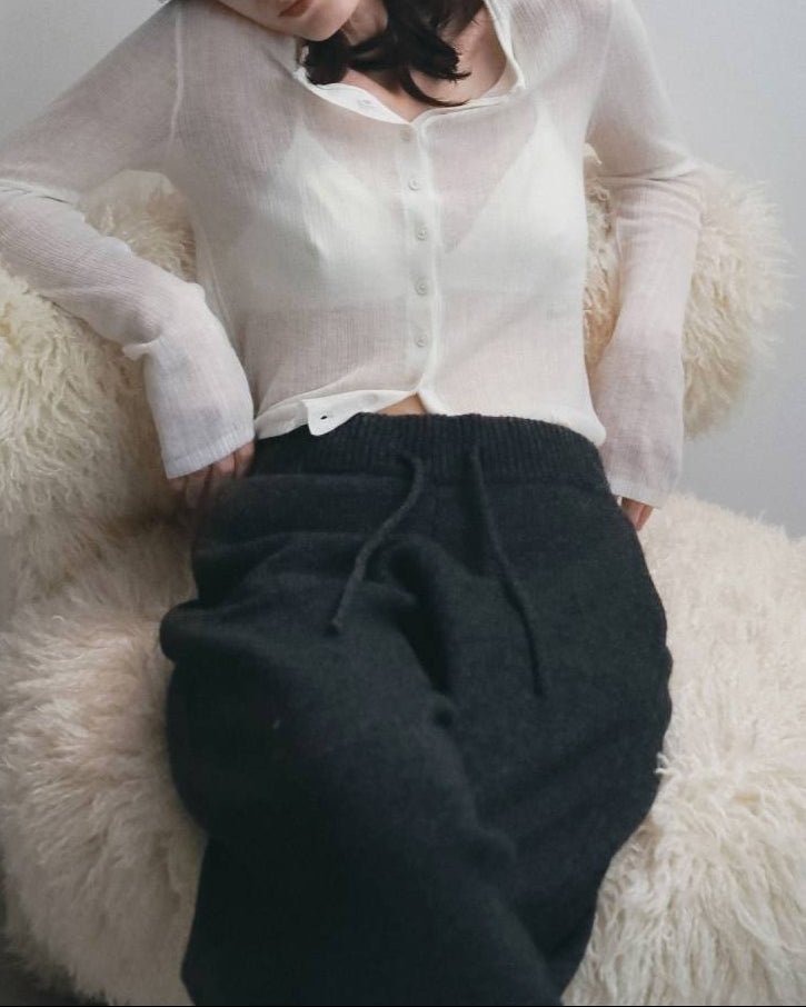 【anuke 2026 winter】Layered Crewneck Cardigan - Champdelarose
