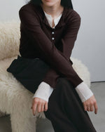 【anuke 2026 winter】Layered Crewneck Cardigan - Champdelarose
