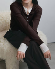 【anuke 2026 winter】Layered Crewneck Cardigan - Champdelarose
